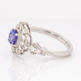 Junia Solid 14k White Gold Tanzanite Ring with Natural Diamond Accents | 5mm