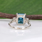 10K yellow gold London blue topaz estate ring with diamonds