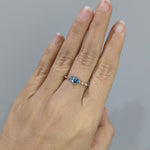 amara 14k dual white yellow gold 0.89cts aquamarine diamond ring | elogated cushion 6.5x5mm