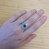 Tomie 14K White Gold 2.13cts Ceylon Sapphire Diamond Ring | Round 7mm