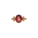 14K rose gold star ruby cabochon ring with diamond accents