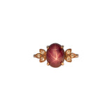 14K rose gold star ruby cabochon ring with diamond accents