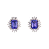 Lyra 14k Solid White Gold Tanzanite Ring W Natural Diamond Accents | Emerald, 8x6mm