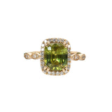 Daksha 14K Yellow Gold 2.7cts Sphene Diamond Ring | Cushion Cut  9x7mm