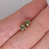 Sunniva 14K Solid Gold Namibian Demantoid Martini Solitaire Studs - Round 4mm