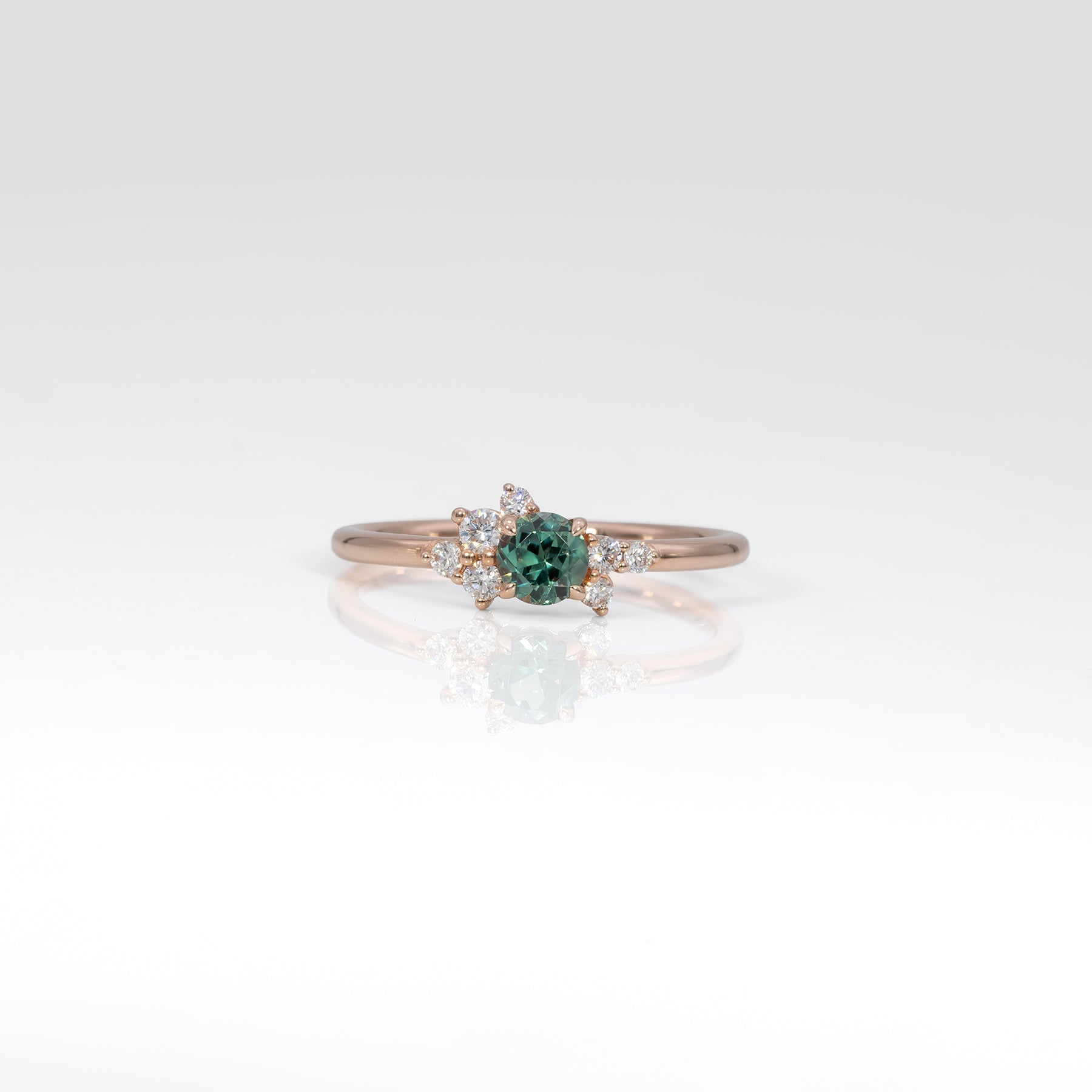 14K rose gold alexandrite ring with diamond accents