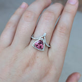 Lily 14k White Gold Pink Tourmaline and Natural Diamond Ring | TR 8mm