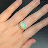 Anouk 14k Solid Yellow Gold Ethiopian Opal w Natural Diamond Accents Ring | 12x10mm
