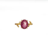 Seraphina Solid 14k Gold Star Ruby Ring with Natural Diamonds Accents, Oval 10x8mm
