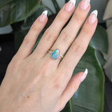 Maria Solid 14k Gold Boulder Opal Ring with Natural Diamond Accents, 13.4x3.6mm