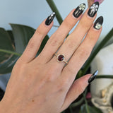 14K yellow gold red spinel ring with diamond accents