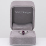 14K white gold purple spinel ring with diamond accents