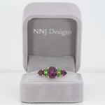 14K yellow gold purple garnet ring