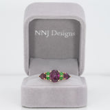 14K yellow gold purple garnet ring