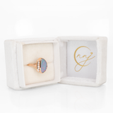 Ates Solid 14k Gold Boulder Opal Ring with Natural Diamonds Accents