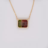 14K yellow gold bi-color tourmaline necklace
