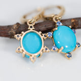 14K yellow gold sonoran turquoise earrings