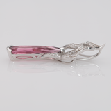 3.2Ct Pink Tourmaline Pendant with Earth Mined Diamond Accents in Solid 18K Gold, 22x6mm - Elegant and Timeless Design