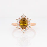 Vaila 14k Solid Gold Sphene Ring with Natural Diamond Accents | 8x6mm
