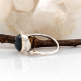 Elysia Solid 14k Gold Star Sapphire Ring with Natural Diamonds Accents, Oval 11x9mm