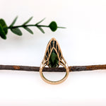 Meri 14K Yellow Gold 17.65cts Chrome Tourmaline Diamond Ring | Pear Shape 34x12mm