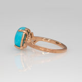 2.1ct Sonoran Turquoise Ring with Natural Diamond Accents in Solid 14K Gold – Elegant 10x8mm Statement Gemstone Ring