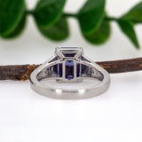 Maitri 14K White Gold Tanzanite Diamond Ring | Emerald cut 9x7mm