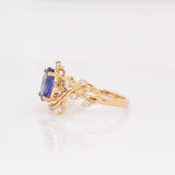 Arden 14k Solid Gold Tanzanite Ring with Natural Diamonds Accents | Oval 9x7mm