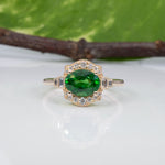 14K yellow gold tsavorite garnet ring with diamond accents