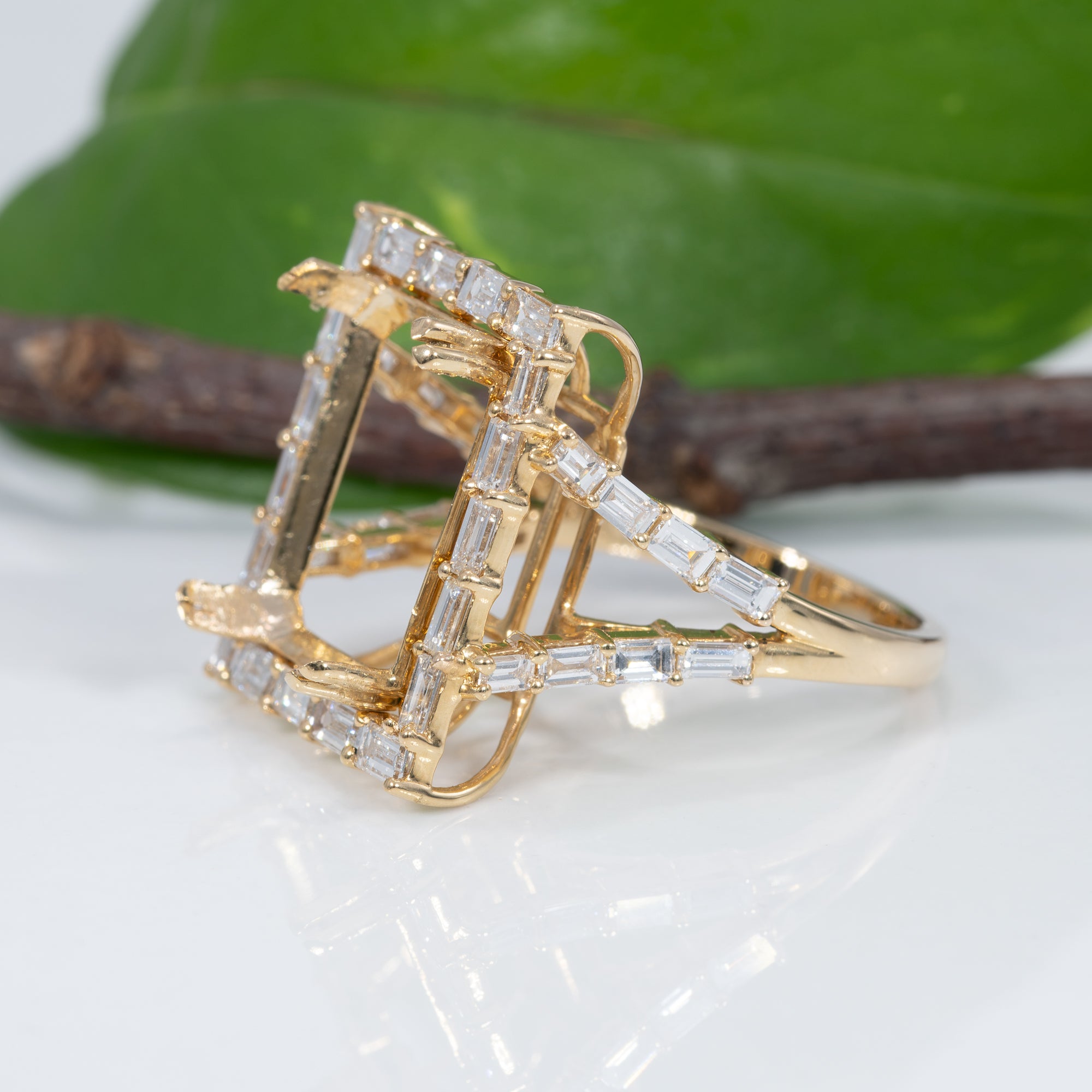 14K yellow gold diamond semi-mount ring