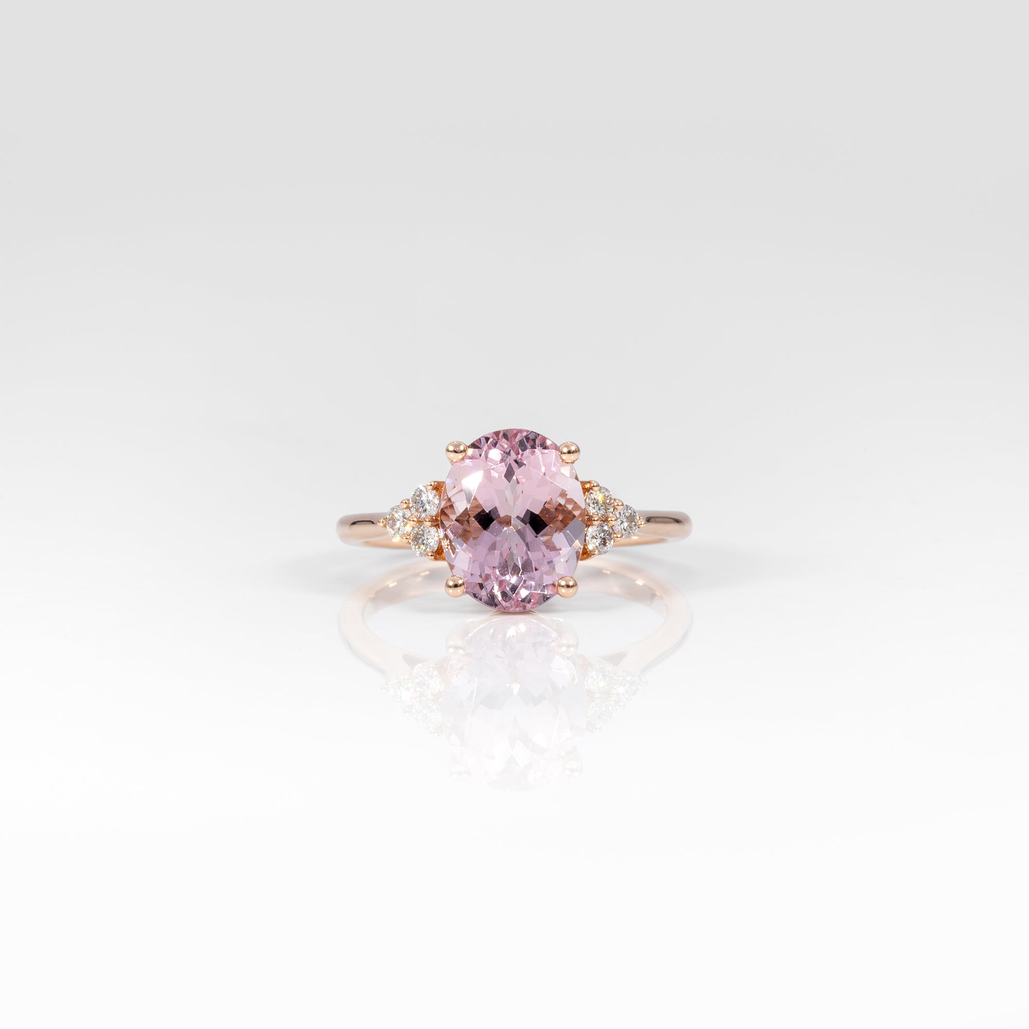 14K rose gold Cor de Rosa morganite ring with diamond accents