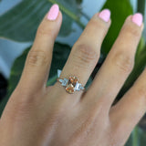 14K white & rose gold imperial topaz ring with diamond accents