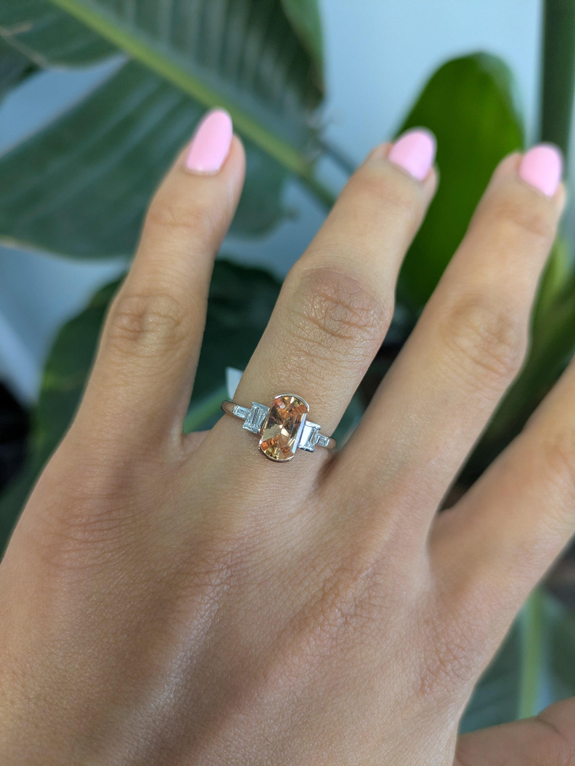 14K white & rose gold imperial topaz ring with diamond accents