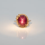14K yellow gold star ruby ring