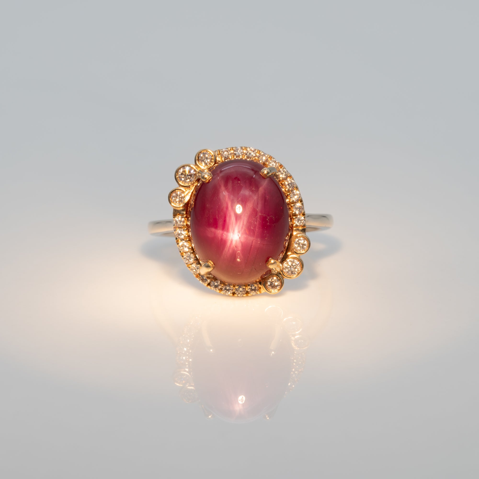 14K yellow gold star ruby ring