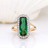 Anusha 14K Yellow and White Gold AAA Indicolite Tourmaline and Diamond Ring | CU 15.5x6mm