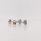 Aquamarine Round Martini Solitaire Stud Earrings
