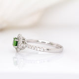Aiko 14K White Gold Demantoid and Diamond Ring | Round 5mm
