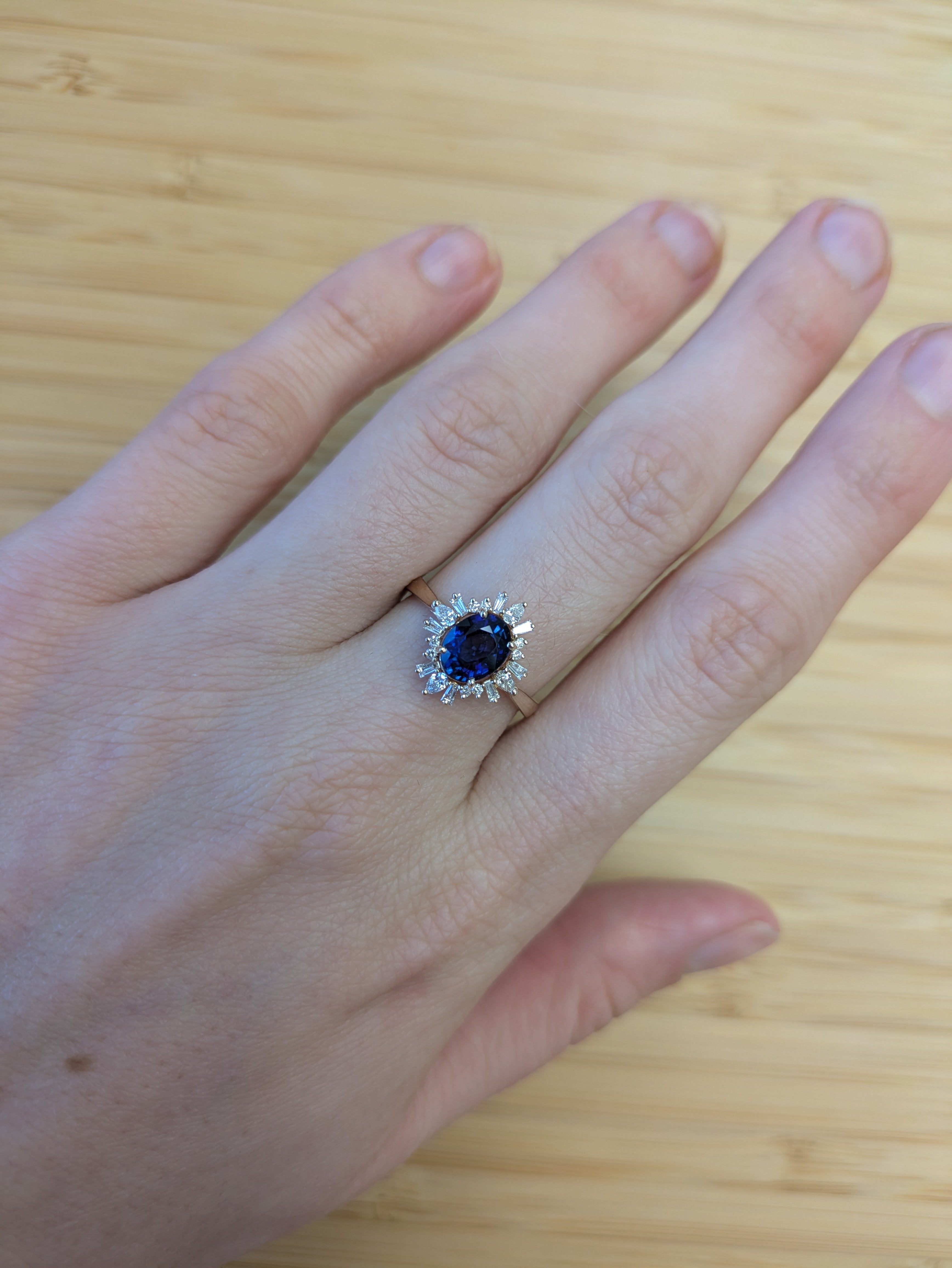 Nazriya 14K Yellow Gold 1.36cts Ceylon Sapphire Diamond Ring | Oval 8x6mm