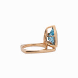 Vivien Solid 14k Gold: Swiss Topaz Ring with Sapphire Accents, Trillion 15x12.5mm