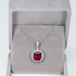 14K white gold rhodolite garnet pendant