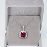 14K white gold rhodolite garnet pendant
