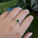 Aiko 14K White Gold Demantoid and Diamond Ring | Round 5mm