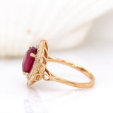Eliora 14K Yellow Gold Madagascar Ruby and Diamond Ring | OV 10x8mm