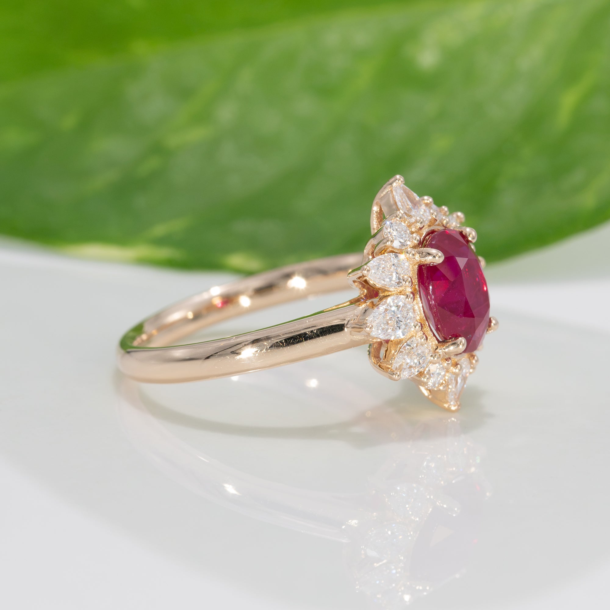 14K yellow gold burma ruby ring