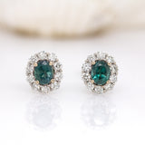 Katie 14K White Gold Alexandrite and Diamond Accents Earrings | Oval 5x4mm