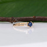 14K yellow gold Ceylon blue sapphire ring with diamond accents