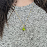 Vanya 14k Solid Gold Peridot Pendant with Natural Diamonds Accents | Round 10mm