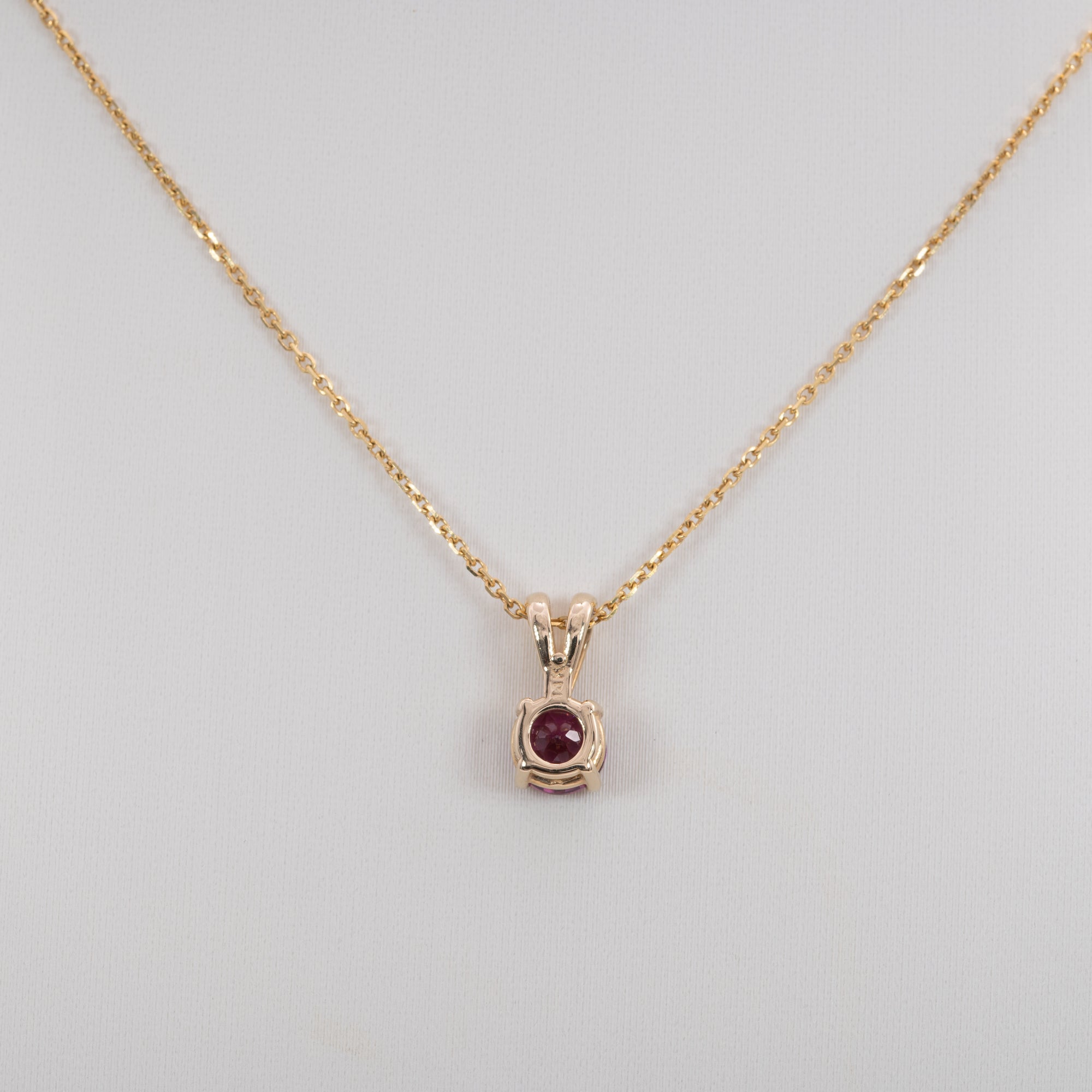 14K yellow gold rhodolite garnet pendant