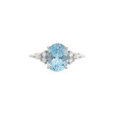 2.3Ct Aquamarine Ring with Natural Diamonds Accents: Solid 14K Gold, Oval 10x8mm